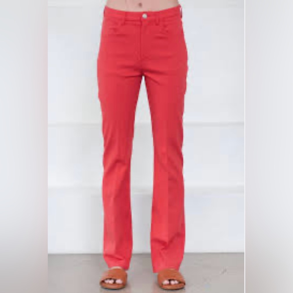 YNXDJ women’ 10‎ straight leg pants, front and back pockets red color USA made
